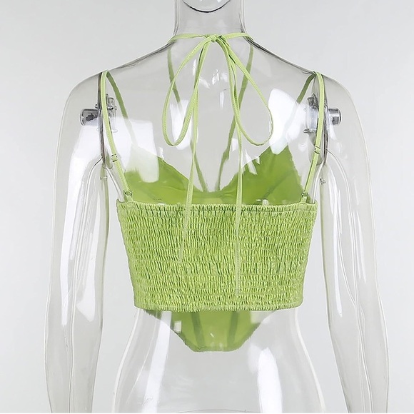 Green Corset Top with front tie - Picture 4 of 6